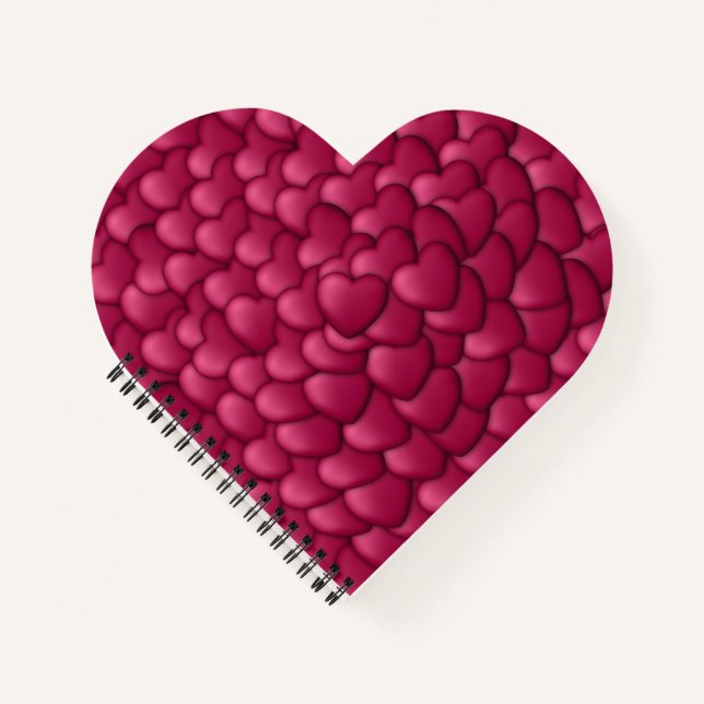 Romantic 3D Red Hearts Pattern-32322 Notebook (Front)