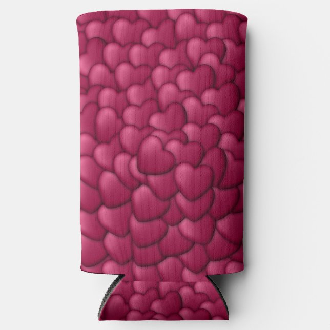 Romantic 3D Red Hearts Pattern-32322 Seltzer Can Cooler (Front)