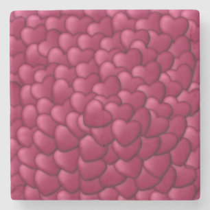 Romantic 3D Red Hearts Pattern-32322 Stone Coaster