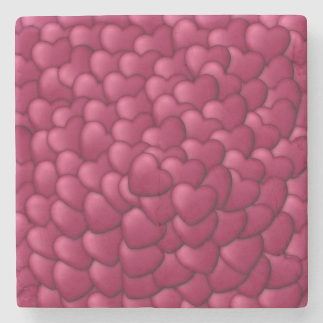 Romantic 3D Red Hearts Pattern-32322 Stone Coaster (Front)