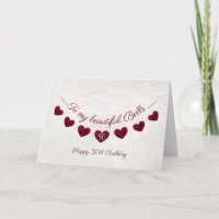 Romantic 50th Birthday Red Heart Bunting wife Card