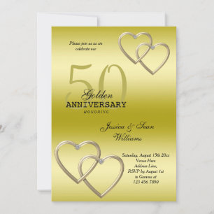 Romantic 50th Gold Wedding Anniversary  Invitation