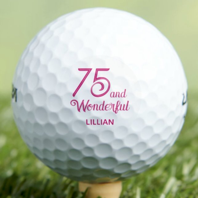 Romantic 75th Gift for Wife – Pink Script Design Golf Balls (Creator Uploaded)