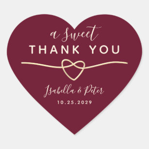 Romantic A Sweet Thank You Wedding Heart Sticker