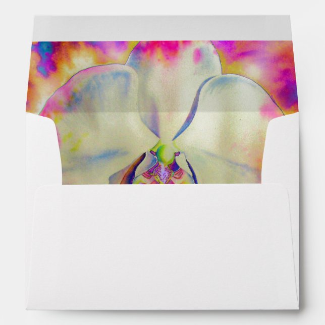 Romantic abstract orchid watercolor painting envelopes (Back (Bottom))
