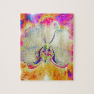 Romantic abstract orchid watercolor painting jigsaw puzzle