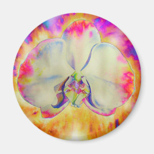 Romantic abstract orchid watercolor painting magnet