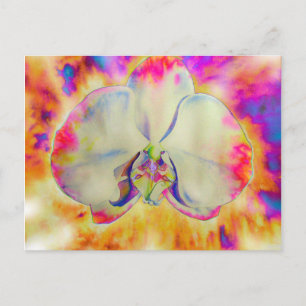 Romantic abstract orchid watercolor painting postcard