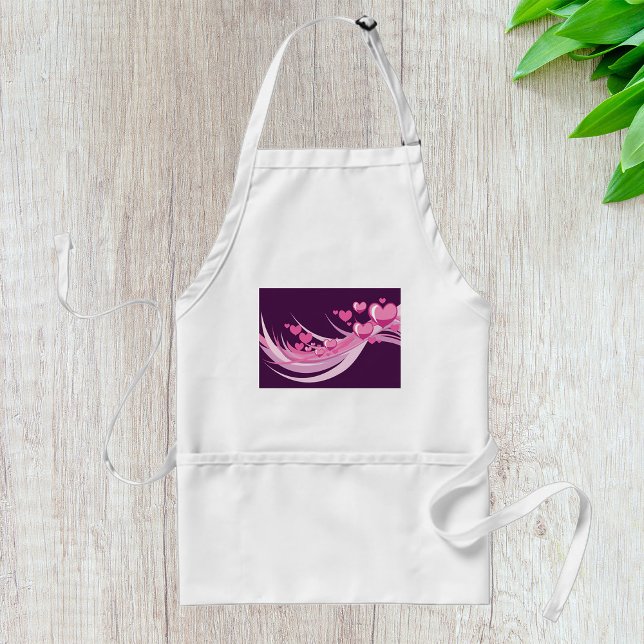 Romantic Abstract Pink Hearts Design On Purple  Standard Apron (Creator Uploaded)