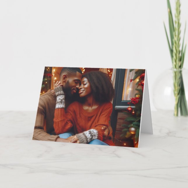 Romantic African-American Christmas Card  (Front)