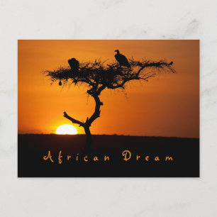 Romantic African Dream sunset photo with text Postcard