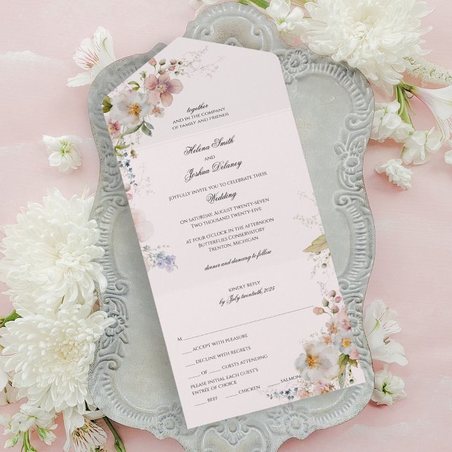 Romantic All-in-One Floral Spring Look All In One Invitation (Creator Uploaded)