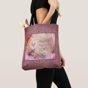 Romantic All You Need Is Love Tote Bag