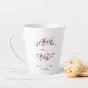 Romantic and Delicate Pink Garland for Bride Latte Mug