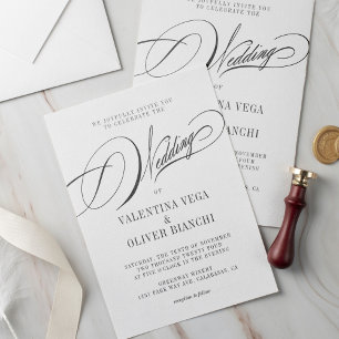Romantic and Elegant Calligraphy Wedding Invitation