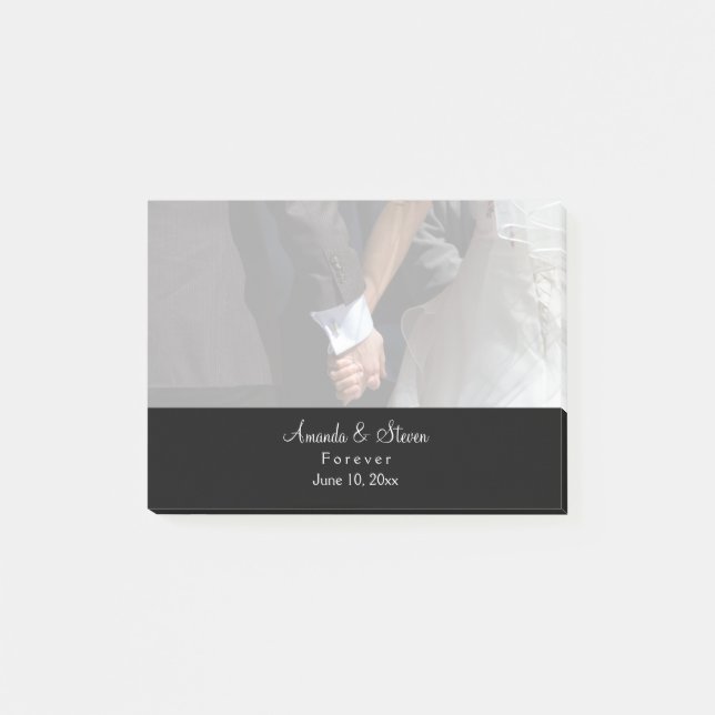 Romantic and Elegant Wedding Couple Holding Hands Post-it Notes (Front)