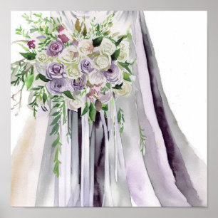 Romantic and Mauve, Bridal Cascading Bouquet 1, Poster