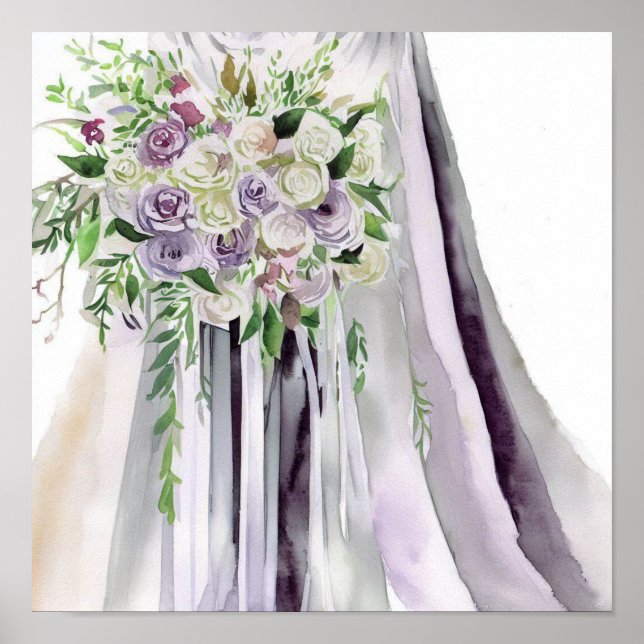 Romantic and Mauve, Bridal Cascading Bouquet 1, Poster (Front)