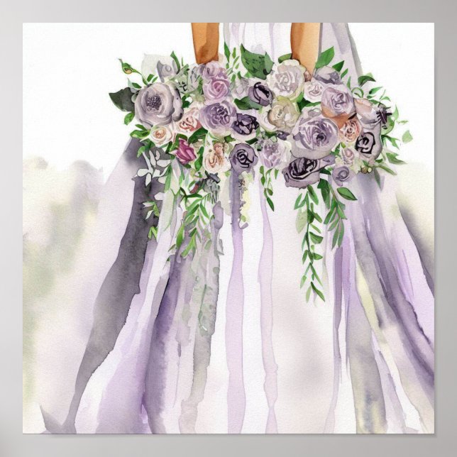 Romantic and Mauve, Bridal Cascading Bouquet 2, Poster (Front)