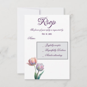 Romantic and Poetic Pastel Tulips Watercolor RSVP Card