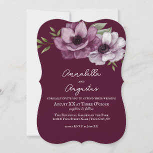 Romantic Anemones on Merlot Invitation