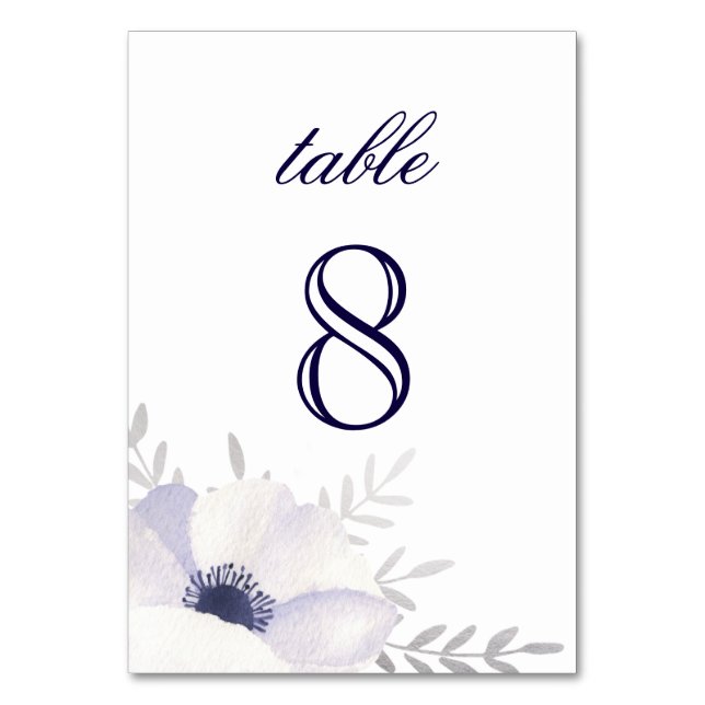Romantic Anemones Table Number (Front)