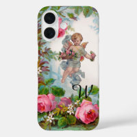 ROMANTIC ANGEL GATHERING PINK ROSES AND FLOWERS