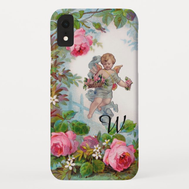 ROMANTIC ANGEL GATHERING PINK ROSES AND FLOWERS Case-Mate iPhone CASE (Back)