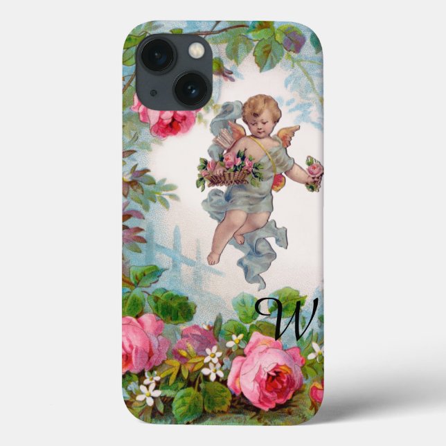 ROMANTIC ANGEL GATHERING PINK ROSES AND FLOWERS Case-Mate iPhone CASE (Back)