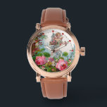 ROMANTIC ANGEL GATHERING PINK ROSES AND FLOWERS WATCH<br><div class="desc">Elegant pink roses with cupid ,  vintage style design for Christmas and Valentine's Day digital graphics and design by Bulgan Lumini (c)</div>