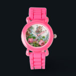 ROMANTIC ANGEL GATHERING PINK ROSES AND FLOWERS WATCH<br><div class="desc">Elegant pink roses with cupid , vintage style design for Christmas and Valentine's Day digital graphics and design by Bulgan Lumini (c)</div>
