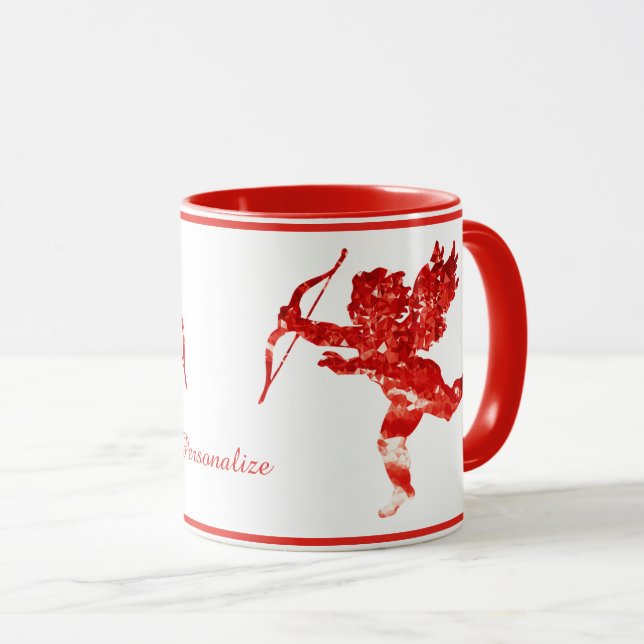 Romantic Angel Valentine Cupid Cherub Personalise Mug (Front Right)