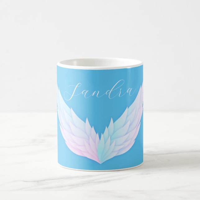 Romantic angel wings with name coffee mug (Center)
