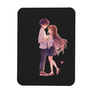 Romantic Anime Couple - Cute Aesthetic Lovers Art Magnet