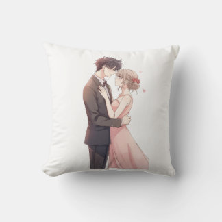 Romantic Anime Couple Embrace T-Shirt Cushion