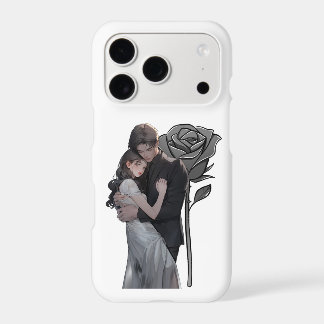 Romantic Anime Couple Hugging with Black Rose