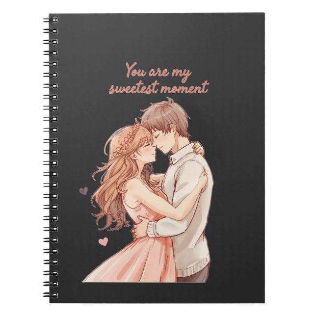 Romantic Anime Couple - Sweet Valentine Moment Notebook (Front)