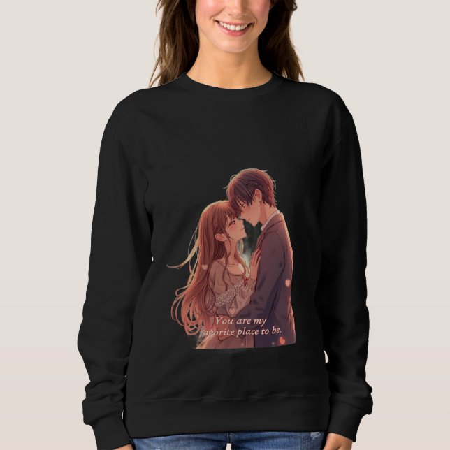 Romantic Anime Couple - Valentine's Day  Aesthetic Sweatshirt (Front)