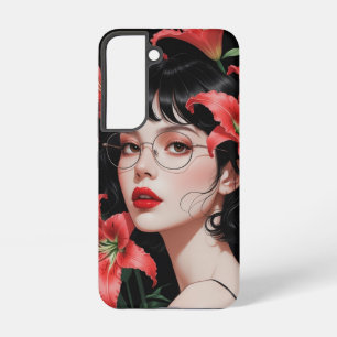 Romantic Anime Girl Samsung Case – Floral Art with