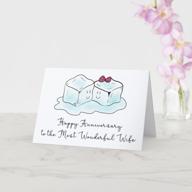 Romantic Anniversary Card for Wife Cartoon Ice     (Orchid)