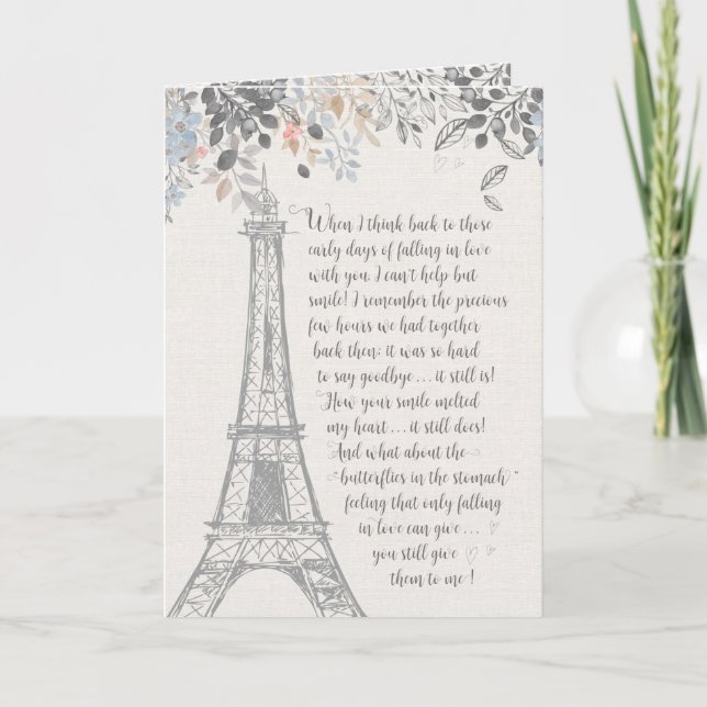 Romantic Anniversary Eiffel Tower Card (Front)