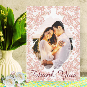 Romantic Anniversary Photo Card with Pink Lace
