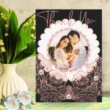 Romantic Anniversary Photo Card with Pink Lace