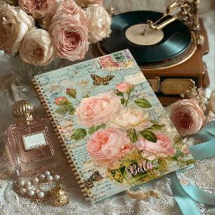 Romantic Antique Blue Floral Junk Journal  
