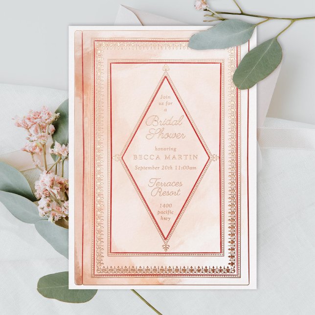 Romantic Antique Book Blush Bridal Shower Rose (Creator Uploaded)