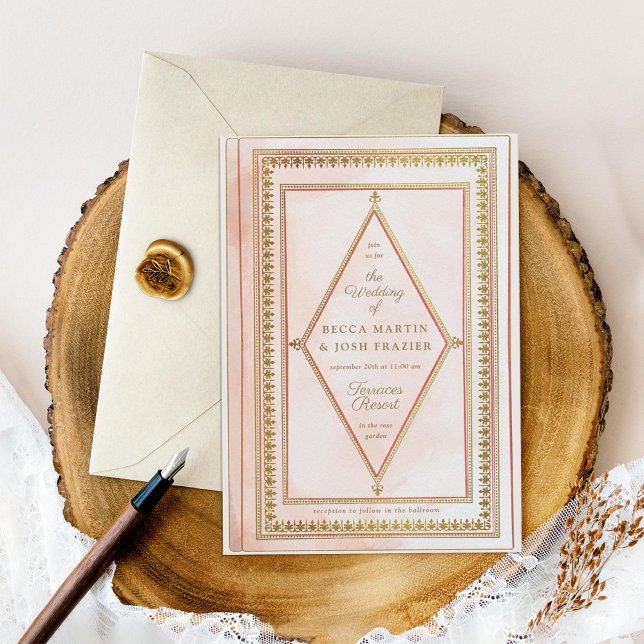 Romantic Antique Book Blush Wedding Invitation (Creator Uploaded)