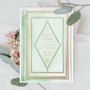 Romantic Antique Book Mint Green Bridal Shower