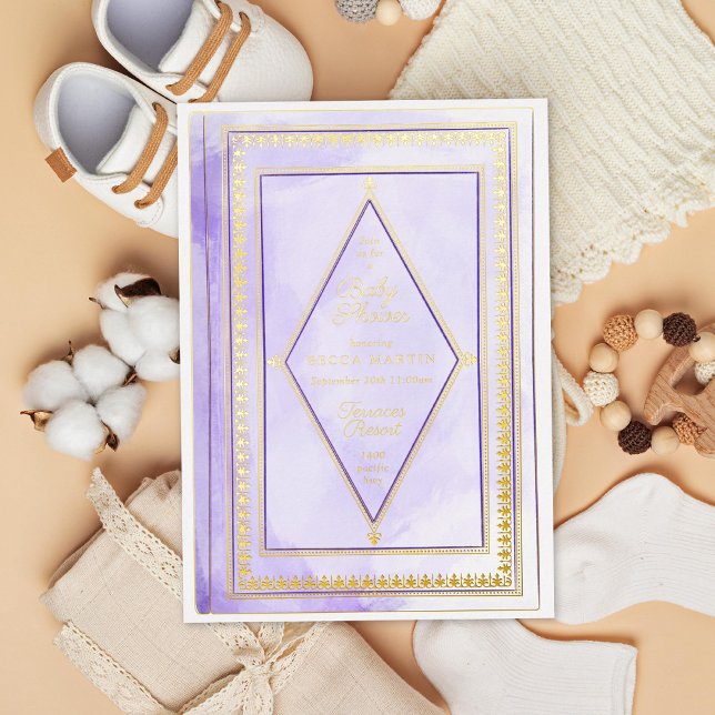 Romantic Antique Book Purple Baby Shower Gold (Creator Uploaded)