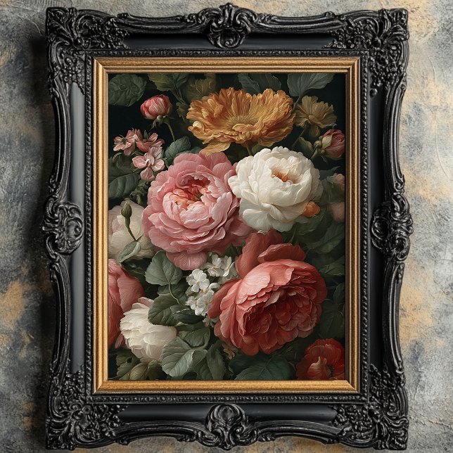 Romantic Antique Dark Moody Floral Art Print  (Creator Uploaded)