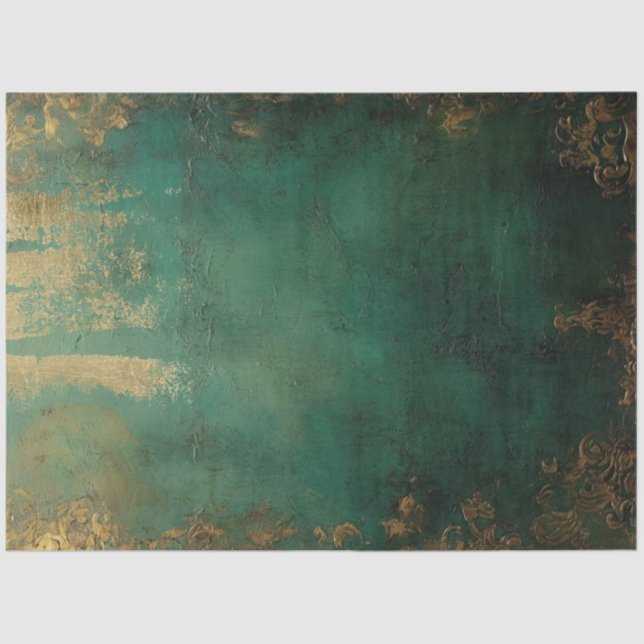 Romantic Antique Emerald and Gold Design Series 19 Tissue Paper (Front)